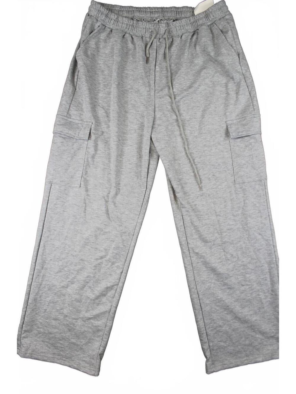 Y2K Gray Cargo Sweatpants XL Streetwear Heavyweight Joggers